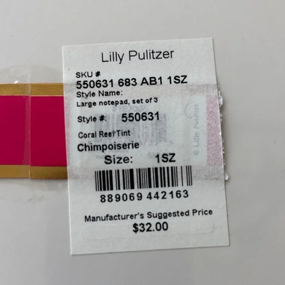 Lilly Pulitzer Pink and Green Leaf Notepad Set of 3 NWT - Picture 6 of 6